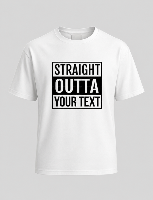 "Straight Outta" Graphic Cotton T-Shirt – Classic Black