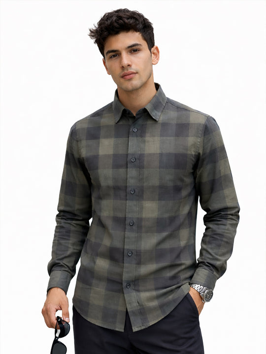 Men’s Faded Green Casual Shirt – Relaxed Fit
