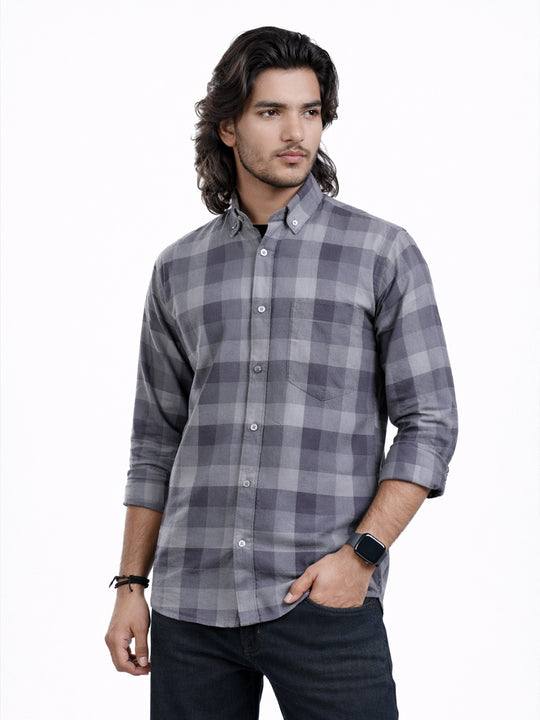 Men’s Black And Grey Casual Shirt – Relaxed Fit
