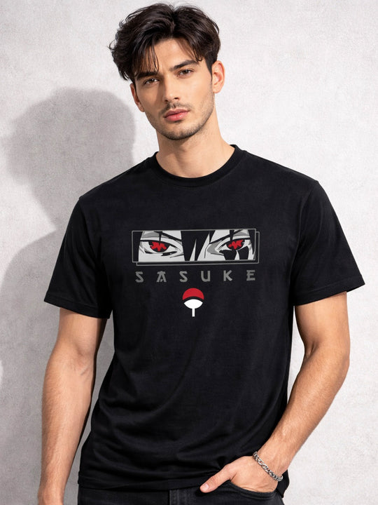 Sasuke Anime Graphic Black T-Shirt