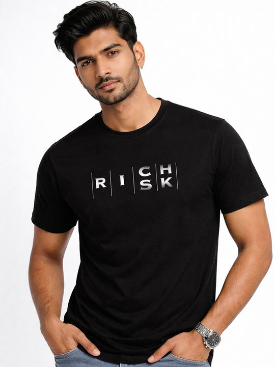 Rich Risk Premium Black Graphic T-Shirt (Relaxed Fit)