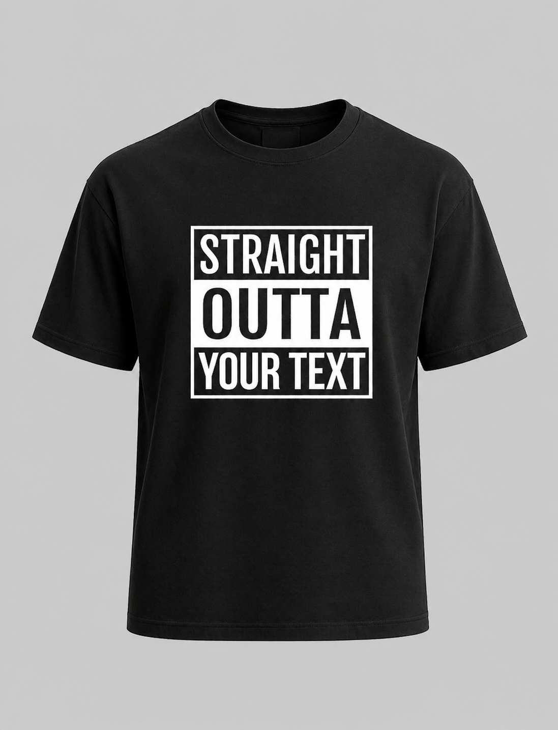 "Straight Outta" Graphic Cotton T-Shirt – Classic Black