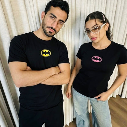 Batman Couple T-Shirt | Matching Superhero Couple Tee | Premium 190 GSM Cotton | Dakestore