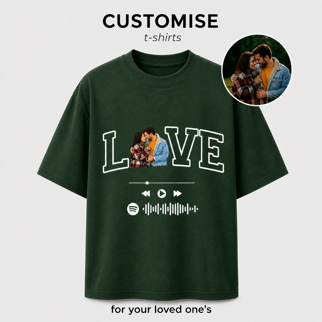 Love Photo & Song Customized T-Shirt – Personalized Spotify Music Tee
