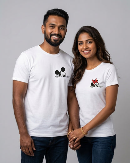 Mickey & Minnie Peeking Couple T-Shirt Set
