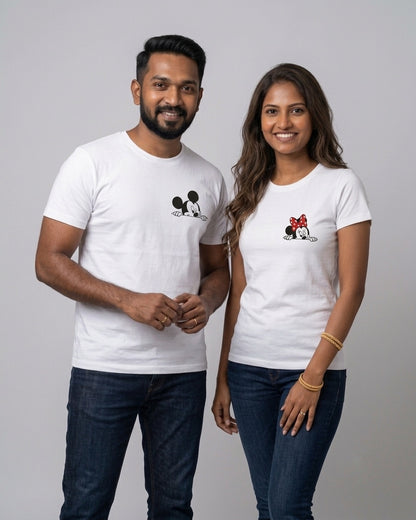Mickey & Minnie Peeking Couple T-Shirt Set