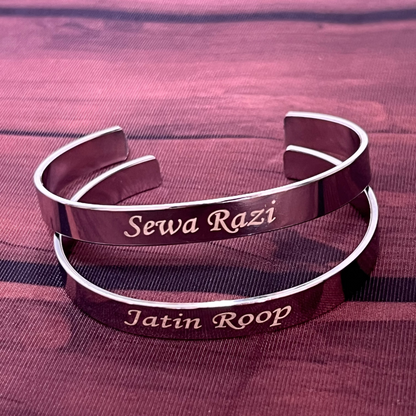 Personalized Engraved Name Cuff Bracelet | Custom Couple Gift for Men & Women