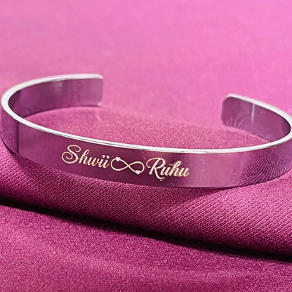 Personalized Engraved Name Cuff Bracelet | Custom Couple Gift for Men & Women
