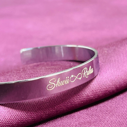 Personalized Engraved Name Cuff Bracelet | Custom Couple Gift for Men & Women
