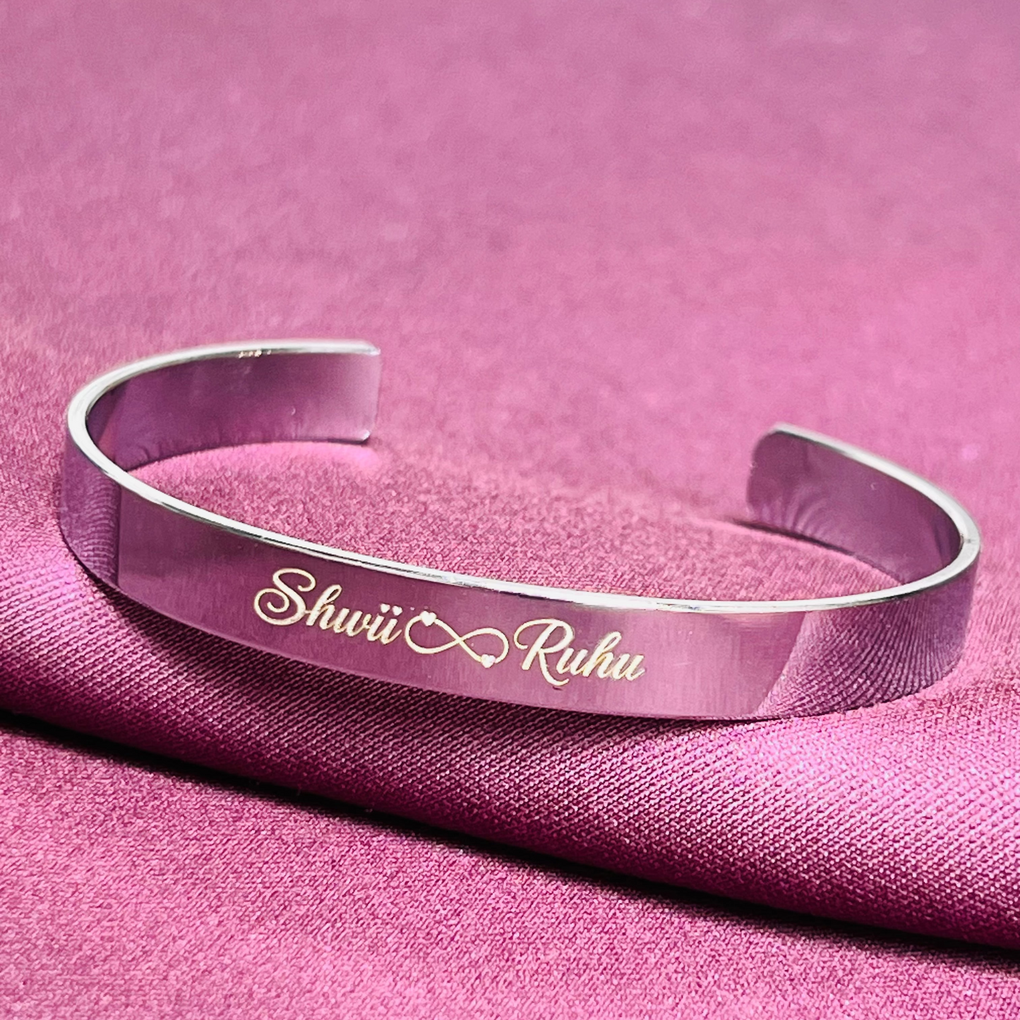 Personalized Engraved Name Cuff Bracelet | Custom Couple Gift for Men & Women