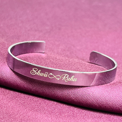 Personalized Engraved Name Cuff Bracelet | Custom Couple Gift for Men & Women