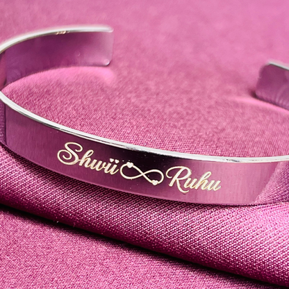 Personalized Engraved Name Cuff Bracelet | Custom Couple Gift for Men & Women