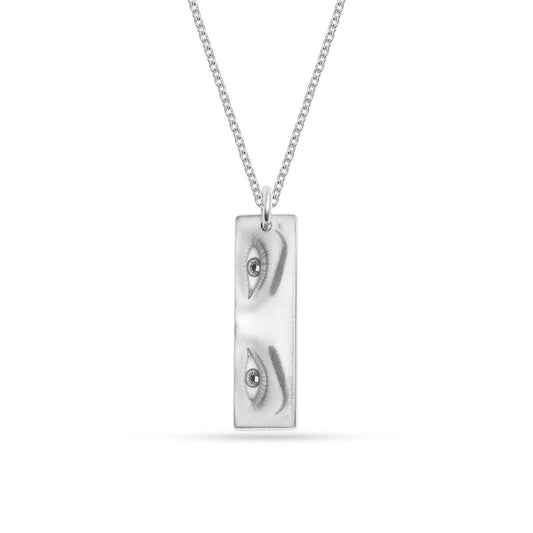 Personalized Eyes Engraved Bar Pendant Necklace