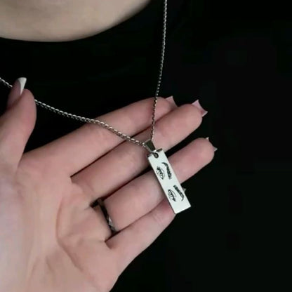 Personalized Eyes Engraved Bar Pendant Necklace